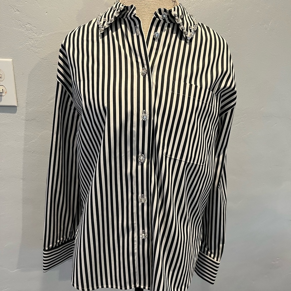 Kate Spade Beaded Striped Shirt Size M